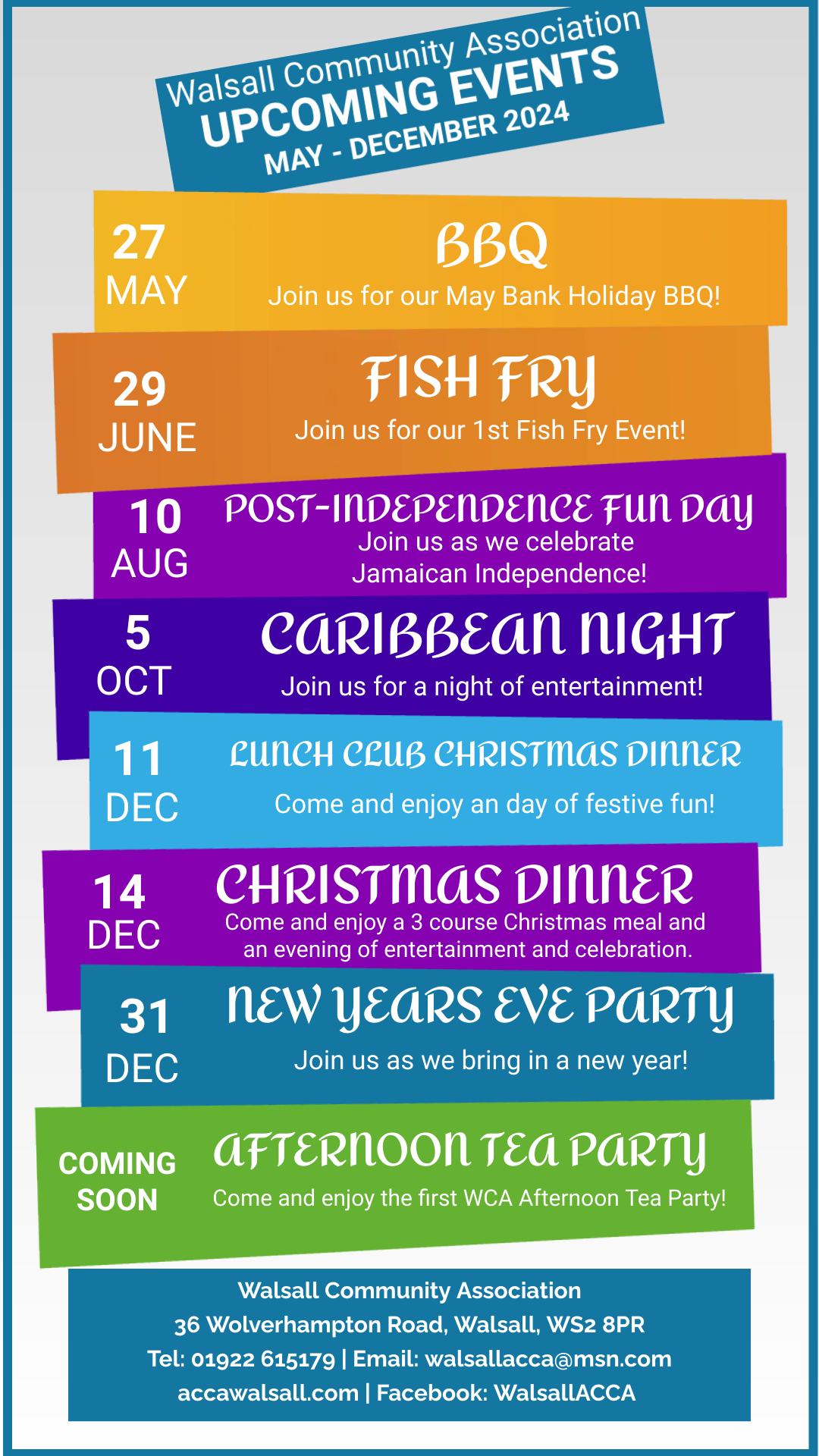 Upcoming Events: May – December 2024