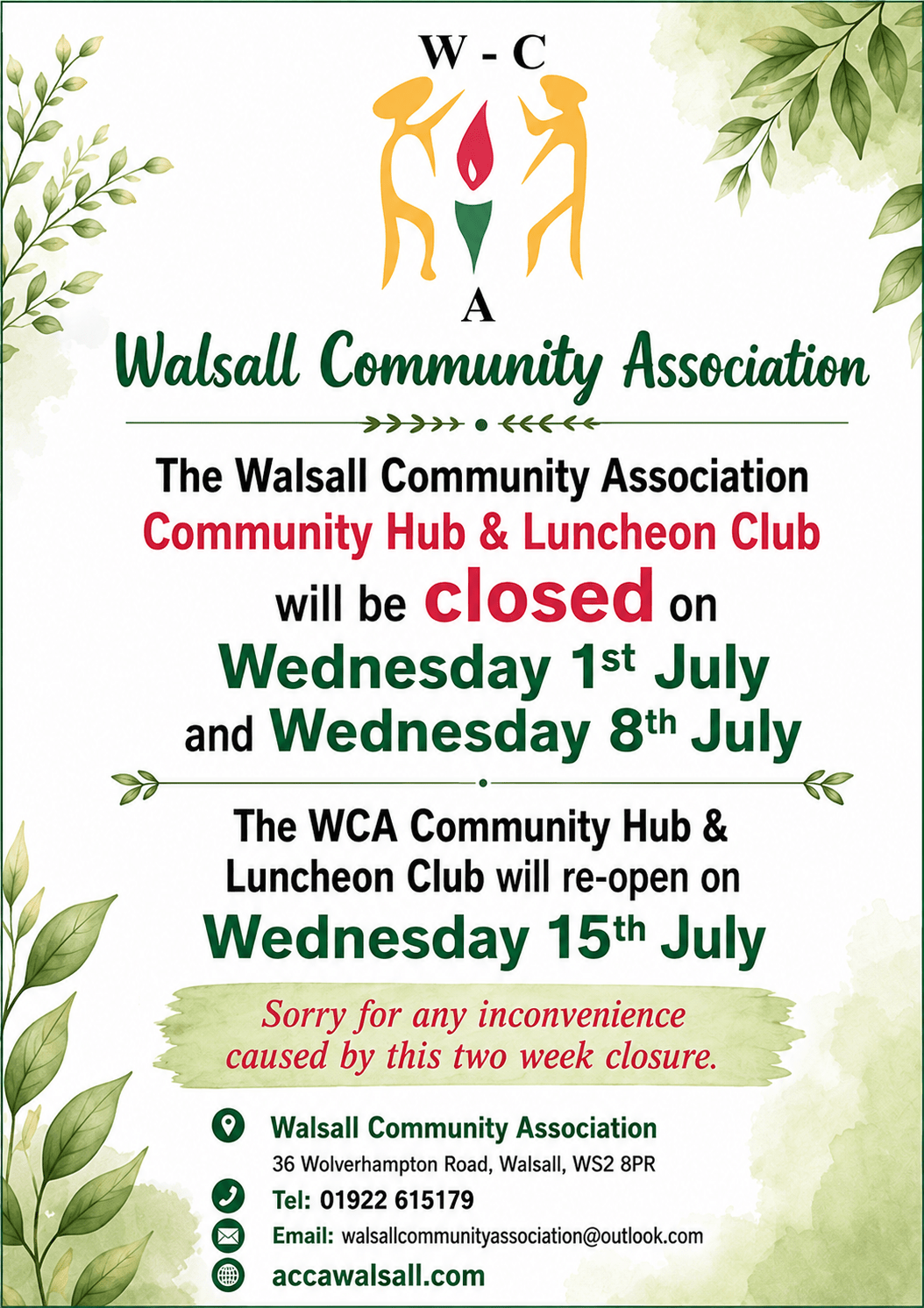 WCA COMMUNITY HUB AND LUNCHEON&nbsp;CLUB